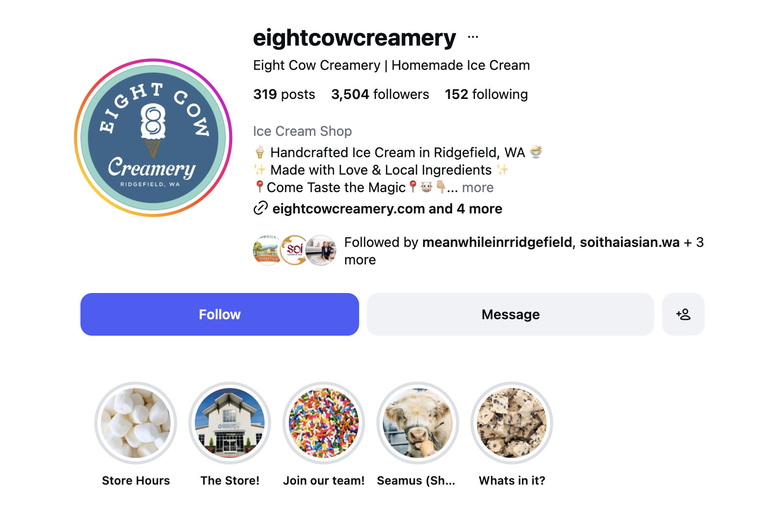 eight cow creamery in Ridgefield WA