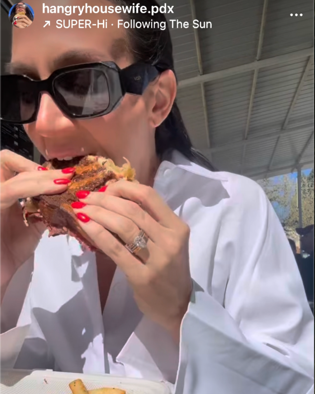 hangry housewife eating food at the next