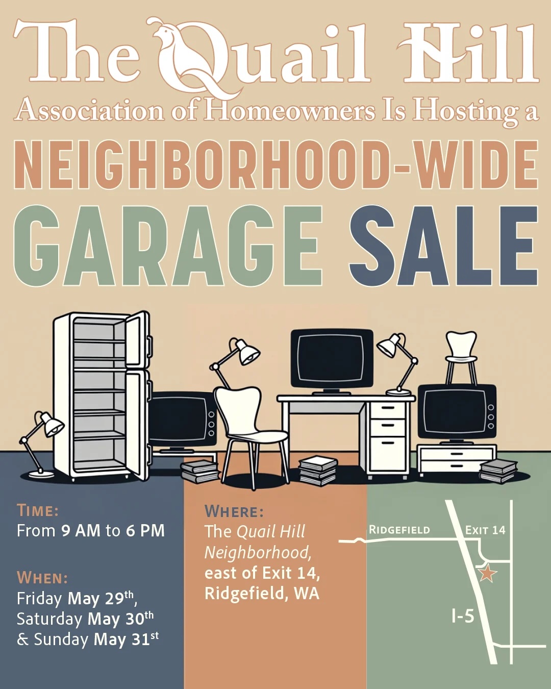 200-home neighborhood garage sale in Ridgefield WA