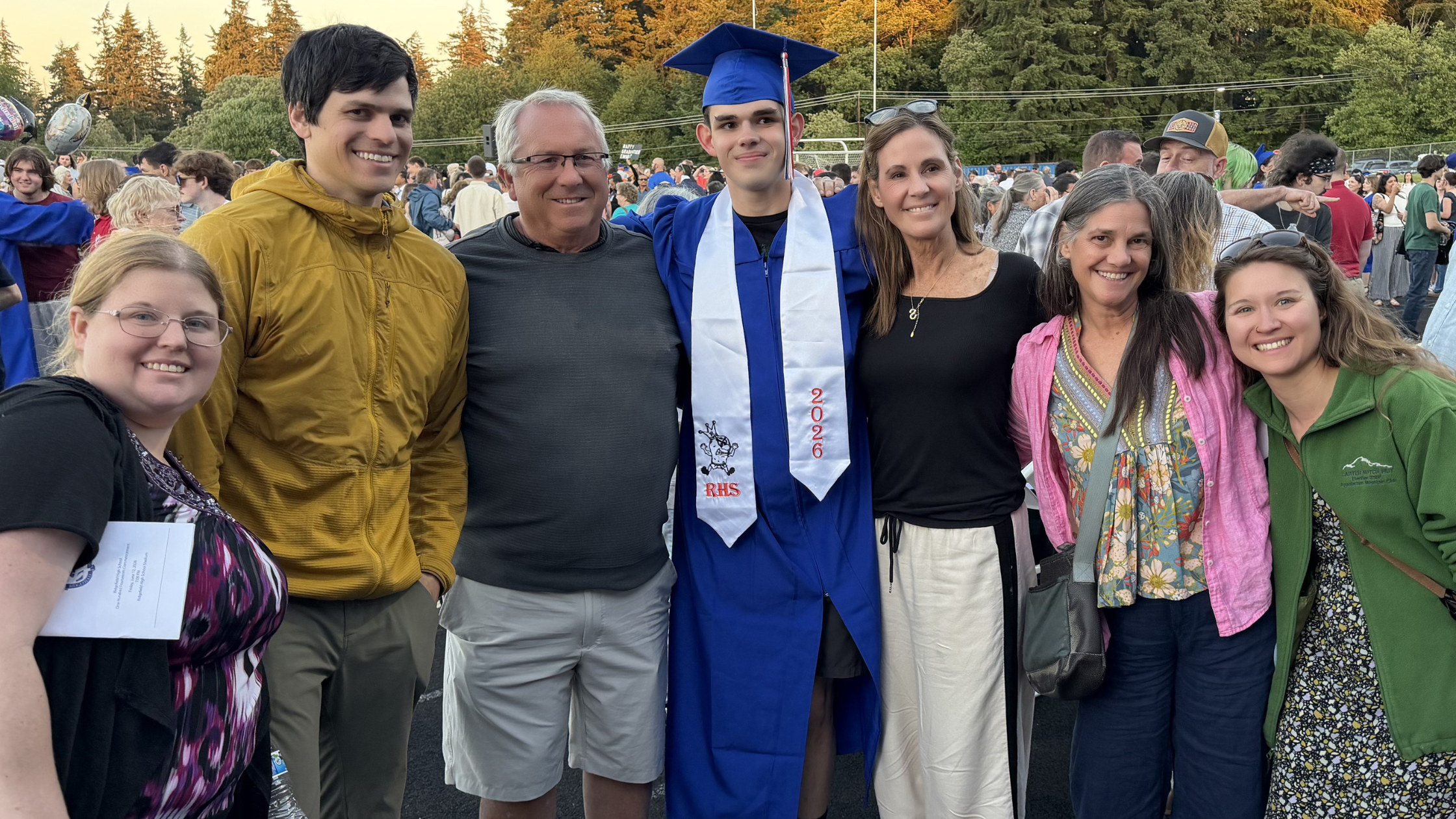 Family celebrates with graduate after the RHS 2026 commencement