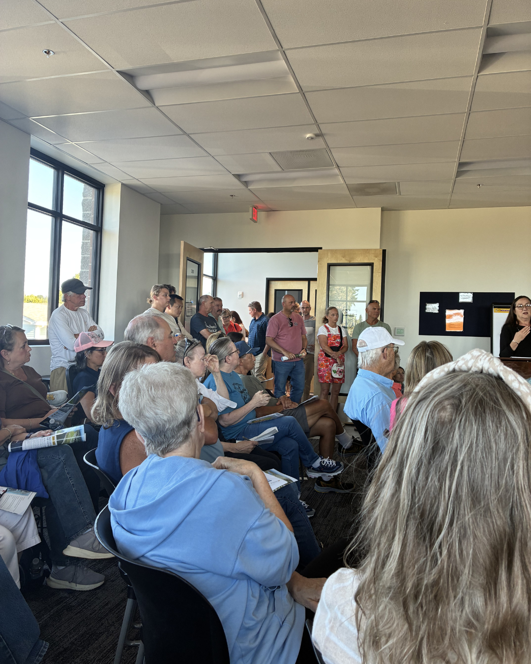 Standing-room-only crowd at the Port of Ridgefield waterfront community meeting