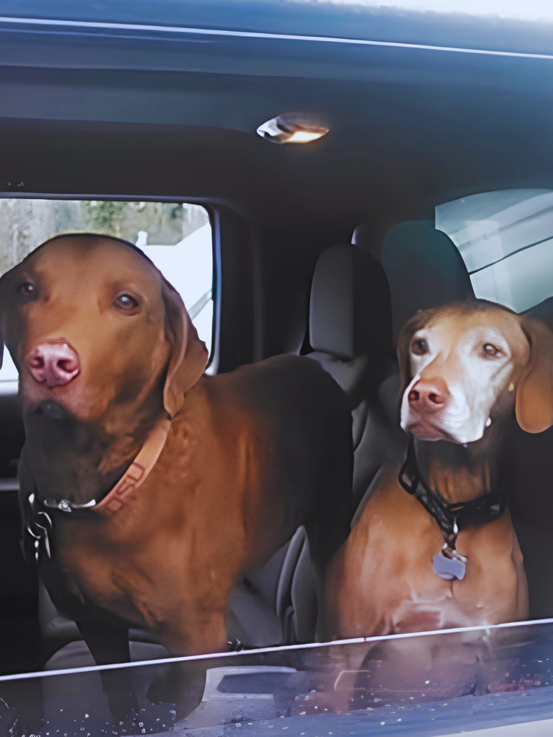 Maggie the Vizsla with her friend Lady