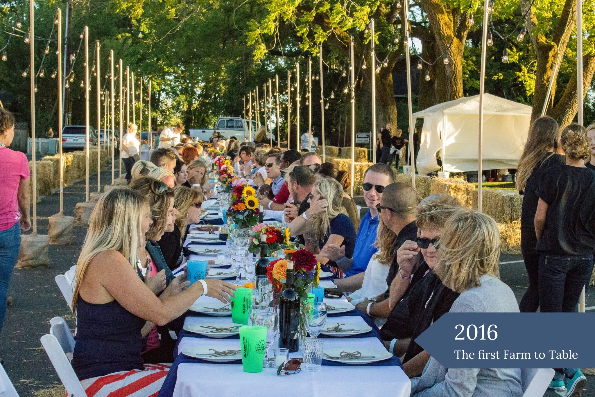 Diners at the very first Farm to Table dinner in downtown Ridgefield