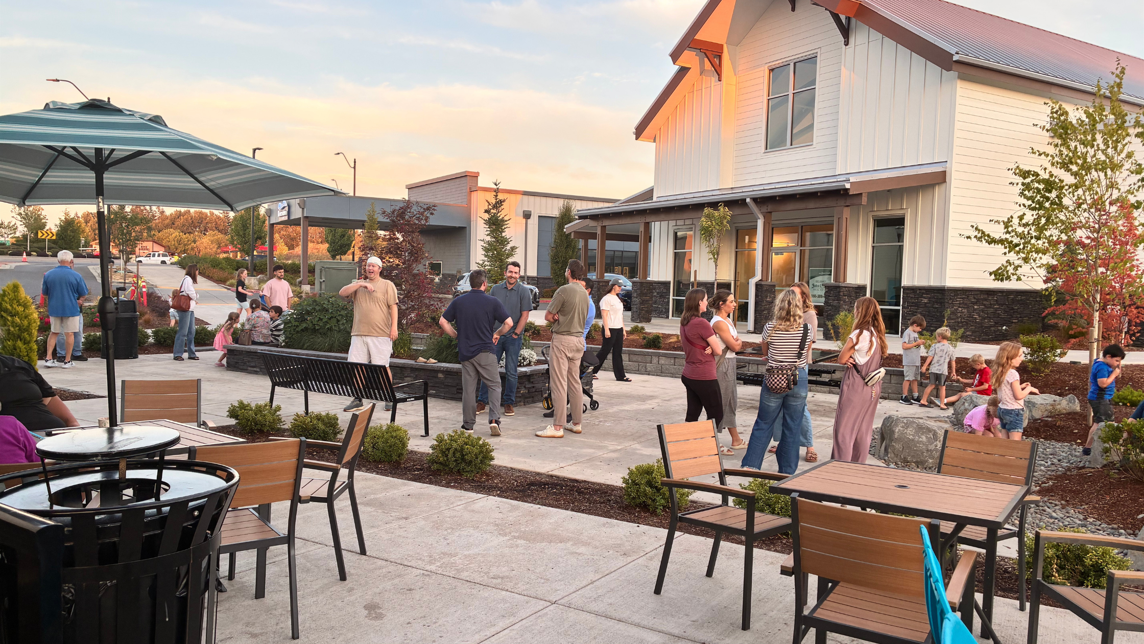 Neighbors gathered outdoors in Ridgefield, Washington