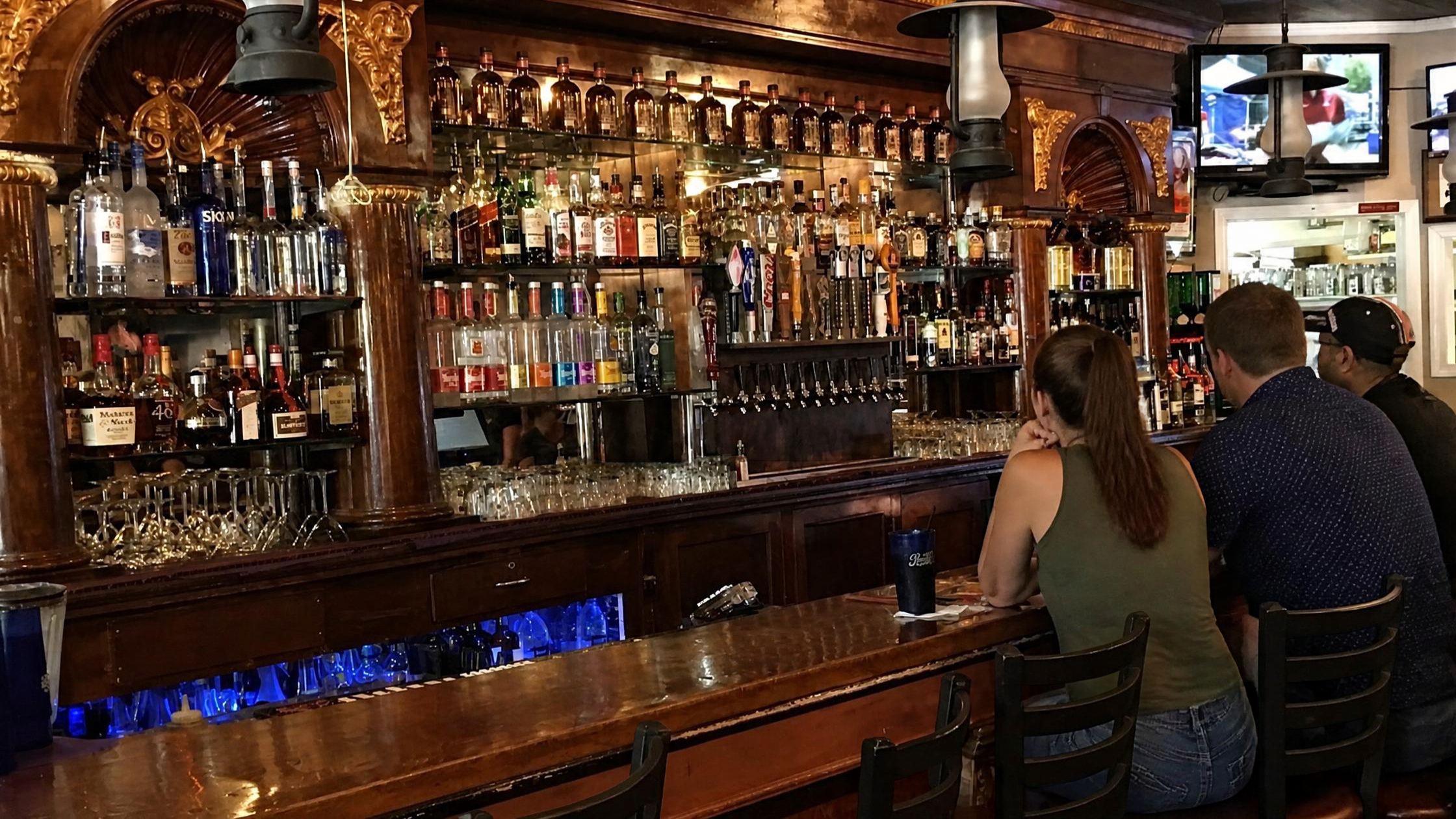 The historic back bar inside Sportsman's Public House
