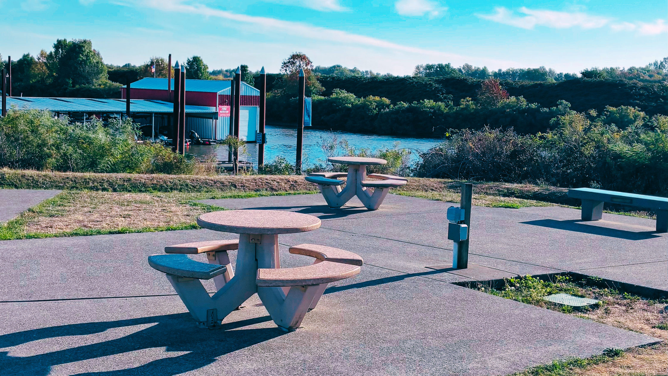 Seating and the boat launch along the Ridgefield waterfront