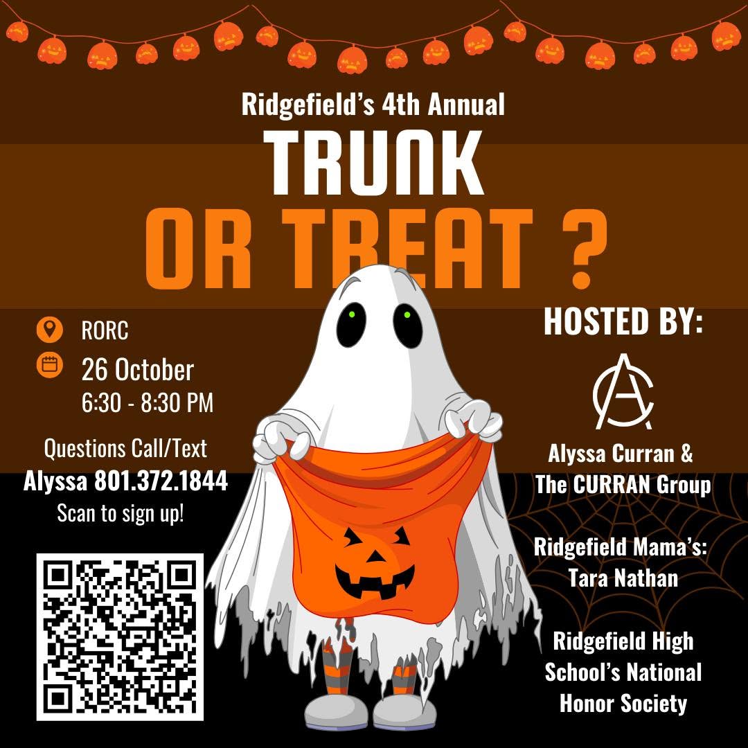 Ridgefield's 4th Annual Trunk or Treat flyer, October 26 at RORC, 6:30 to 8:30 p.m.